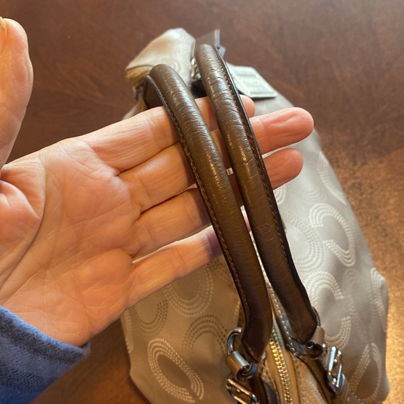 Coach Madison Op Art cream & beige with brown trim Large Sophia Satchel F159057 - Picture 7 of 14